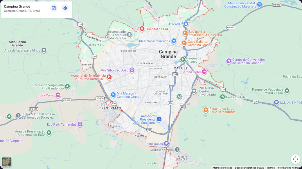 Mapa da localização do escritório em Campina Grande, Paraíba
